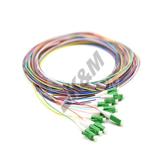 12 Fibers LC/APC Single-Mode Color-Coded Fiber Optic Pigtail